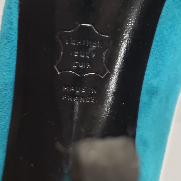 Charles Jourdan Green Suede Pumps Heel Shoes Sz 7 - Picture 12 of 14